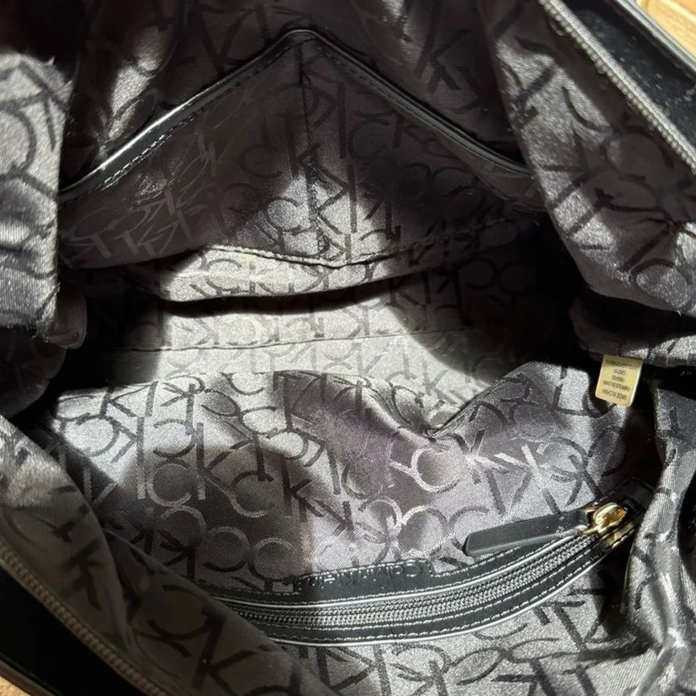 Calvin Klein‎ Tote Bag Multicolor Woven Raffia Stripe Gold Logo Womens Large